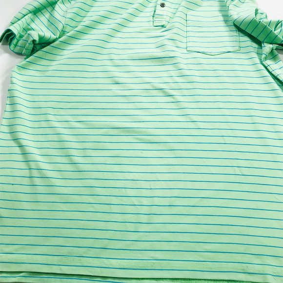 Peter Millar Seaside Wash Polo Shirt S/S Green Blue Striped Men's Size Large - Picture 3 of 11